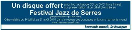 Harmonia Mundi - Serreds Jazz - Offre promotionnelle